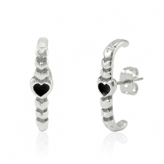 Appr&ecirc;ts en m&eacute;tal DQ boucles d'oreilles coeur Argent&eacute; antique-noir (sans nickel)