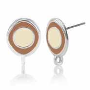 Apprêts en métal DQ boucles d'oreilles avec anneau Argenté antique-blanc ivoire-marron (sans nickel)