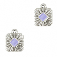 Breloques en métal DQ carré Argenté antique-violet lavande (sans nickel)