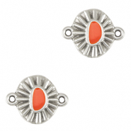 Breloques en métal DQ connecteur Argenté antique-rouge corail (sans nickel)