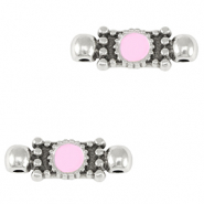 Breloques en métal DQ connecteur Argenté antique-rose lilas (sans nickel)