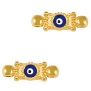 Breloques en métal DQ connecteur Oeil porte-bonheur Doré-bleu foncé (sans nickel)