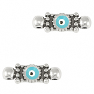 Breloques en métal DQ connecteur Oeil porte-bonheur Argenté antique-bleu clair (sans nickel)