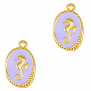 Breloques en métal DQ hippocampe Doré-violet lavande (sans nickel)