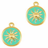 Breloques en métal DQ soleil Doré-bleu veraman (sans nickel)