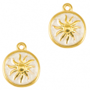 Breloques en métal DQ soleil Doré-blanc nacré (sans nickel)