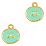 Breloques en métal DQ lotus Doré-bleu veraman (sans nickel)