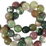 Pierres naturelles Calcédoine (Jaspe) 8mm facettées Vert multicolore