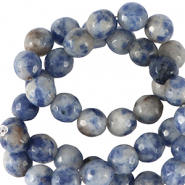 Pierres naturelles Sodalite et Microcline 6mm facettées Bleu foncé-blanc