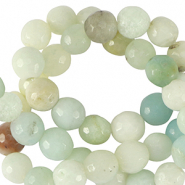 Pierres naturelles Calcédoine (Quartz) 6mm facettées Bleu turquoise multicolore