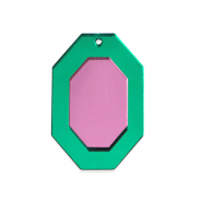 Pendentifs accroche-regard octogone Vert m&eacute;tallique-rose