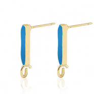 Appr&ecirc;ts en m&eacute;tal DQ puce d'oreille barre Dor&eacute;-bleu p&eacute;trole (sans nickel)