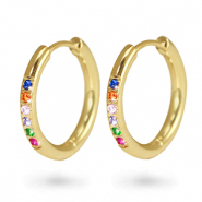 Boucles d'oreilles en acier Inox cr&eacute;oles zirconium 19mm Dor&eacute;