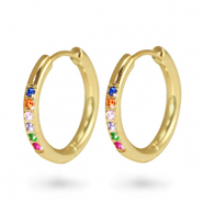 Boucles d'oreilles en acier Inox créoles zirconium 17mm Doré