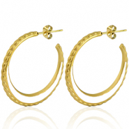 Boucles d'oreilles en acier Inox créoles 30mm Doré-blanc
