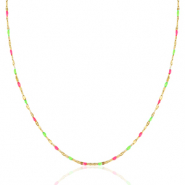 Colliers en acier Inox Rose n&eacute;on-vert-dor&eacute;