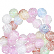 Perles en verre 6 mm craquelé Multicolore