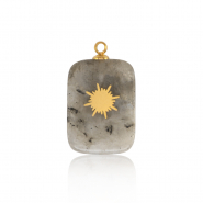 Breloques en acier Inox rectangle soleil Doré-gris