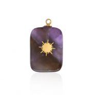 Breloques en acier Inox rectangle soleil Doré-violet