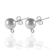Boucles d'oreilles / puces d’oreilles en acier Inox avec anneau 6mm Argenté