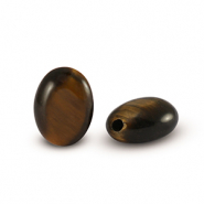 Pierres naturelles perles Œil de tigre oval Marron doré