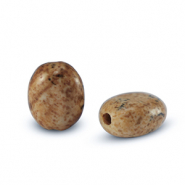 Pierres naturelles perles Jaspe Dalmatien oval Marron gland