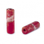 Pierres naturelles perles tube Rouge-orange