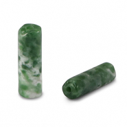 Pierres naturelles perles Skarn tube Vert-blanc