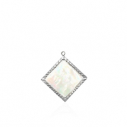 Breloques en acier Inox coquille losange Argenté-blanc (couleur naturelle)