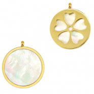 Breloques en acier Inox coquille fleur Doré-blanc (couleur naturelle)