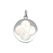 Breloques en acier Inox coquille trèfle Argenté-blanc (couleur naturelle)