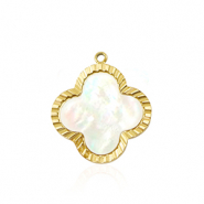Breloques en acier Inox coquille trèfle Doré-blanc (couleur naturelle)
