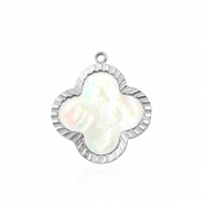 Breloques en acier Inox coquille trèfle Argenté-blanc (couleur naturelle)