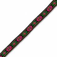 Ruban avec fleurs Noir-vert-rose