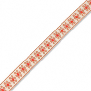 Ruban avec fleurs Blanc-beige