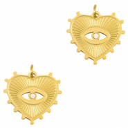 Breloques en acier Inox oeil porte-bonheur coeur Doré
