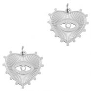 Breloques en acier Inox oeil porte-bonheur coeur Argenté