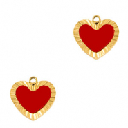 Breloques en acier Inox coeur Doré-rouge