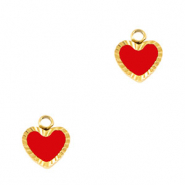 Breloques en acier Inox coeur Doré-rouge blanc