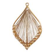 Pendentifs au crochet avec fil macramé et perles à facettes goutte Doré-champagne métallique