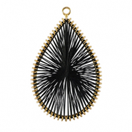 Pendentifs au crochet avec fil macramé goutte Doré-noir
