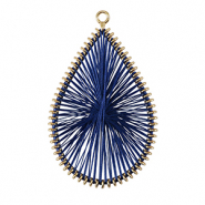 Pendentifs au crochet avec fil macramé goutte Bleu foncé