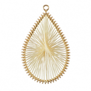 Pendentifs au crochet avec fil macramé goutte Doré-blanc cassé
