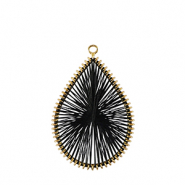 Pendentifs au crochet avec fil macramé goutte Doré-noir