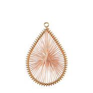 Pendentifs au crochet avec fil macramé goutte Doré-rose