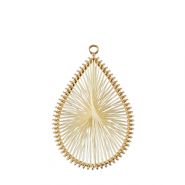 Pendentifs au crochet avec fil macramé goutte Doré-blanc cassé