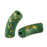 Perles acryliques tube mat Vert foncé-doré