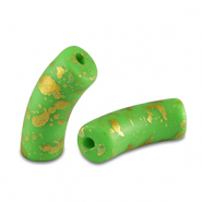 Perles acryliques tube mat Vert clair-doré