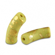 Perles acryliques tube mat Vert lime-doré
