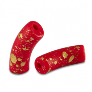 Perles acryliques tube mat Rouge-doré